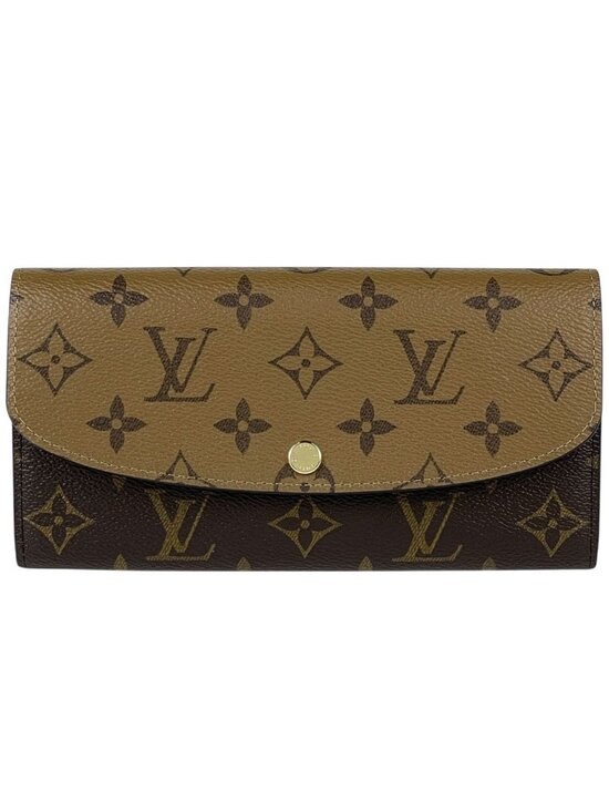Louis Vuitton Portefeuille Emilie Long Wallet Browns Red  Louis Vuitton Portefeuille Emily Wallet Monogram Reverse Brown